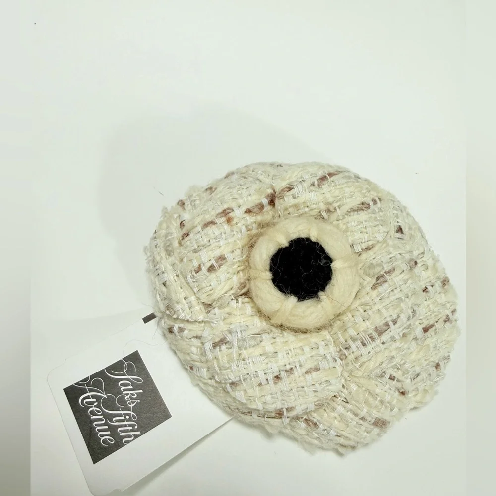Chanel Tweed Camellia Brooch Ecru White NWT Saks Fifth Avenue Valentine Gift
